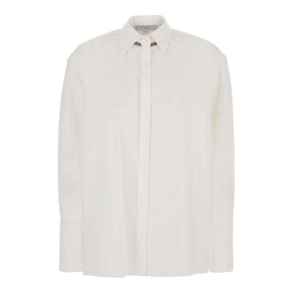 Antonelli Women White Shirt With Bead Details In Cotton For Women